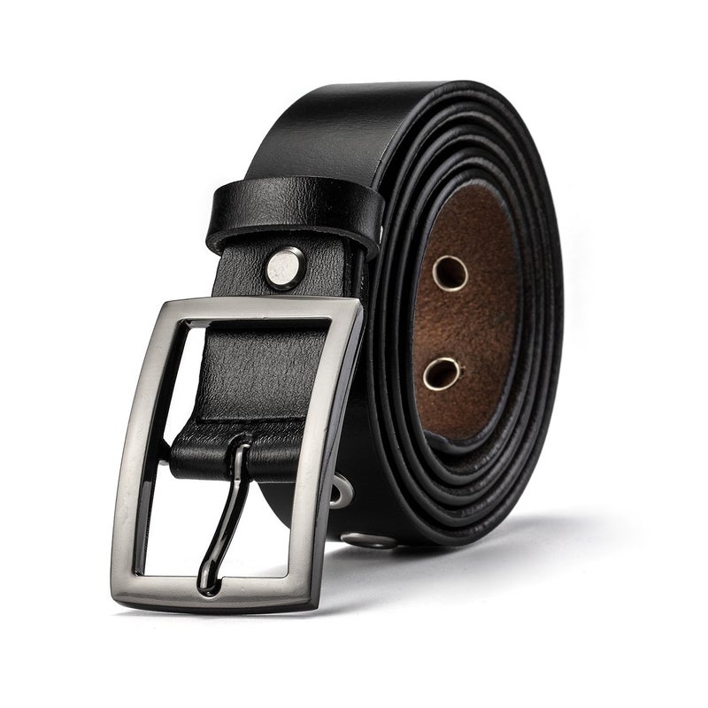 McFanBe Leather Belt for Women Girls Waist Belt Alloy Buckle 1.1 Inches Width Adjustable (B:Black, S(Fit waist size 30"-33")) - Image 2